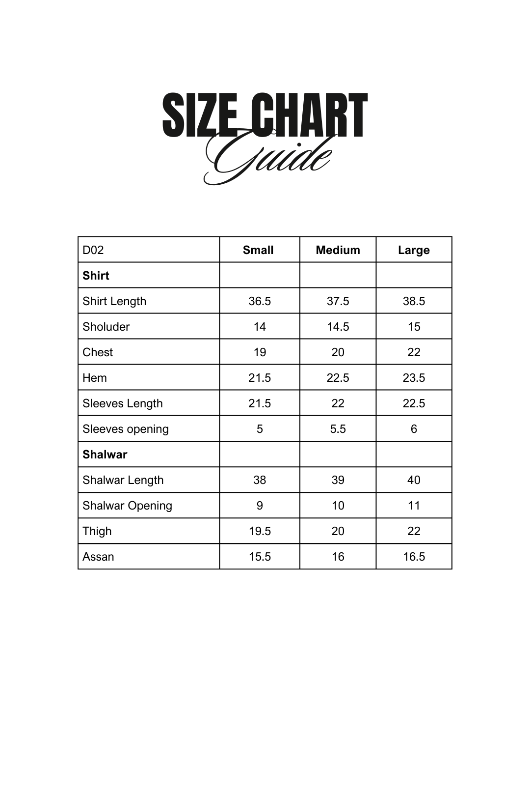 Size Chart