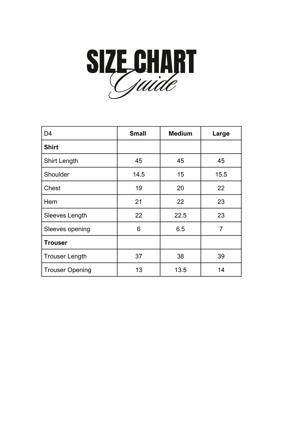 Size Chart