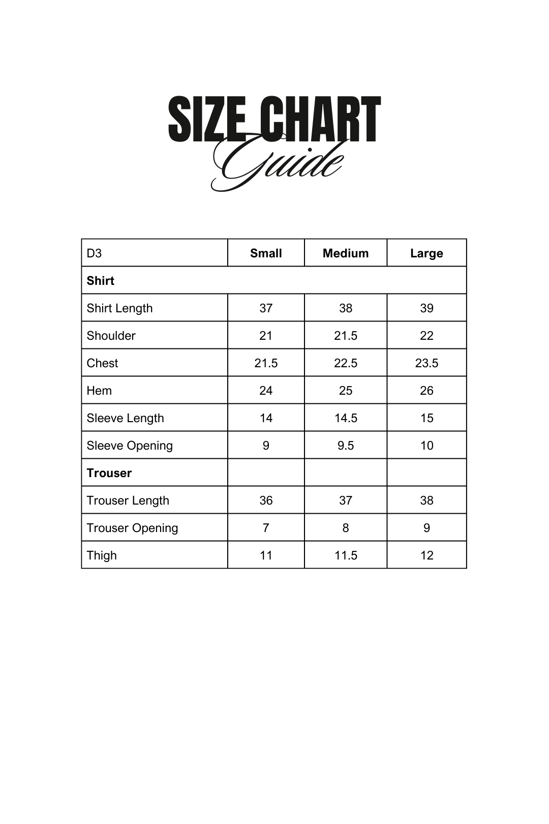 Size Chart