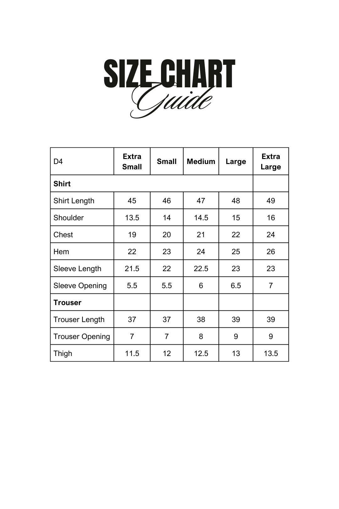Size Chart