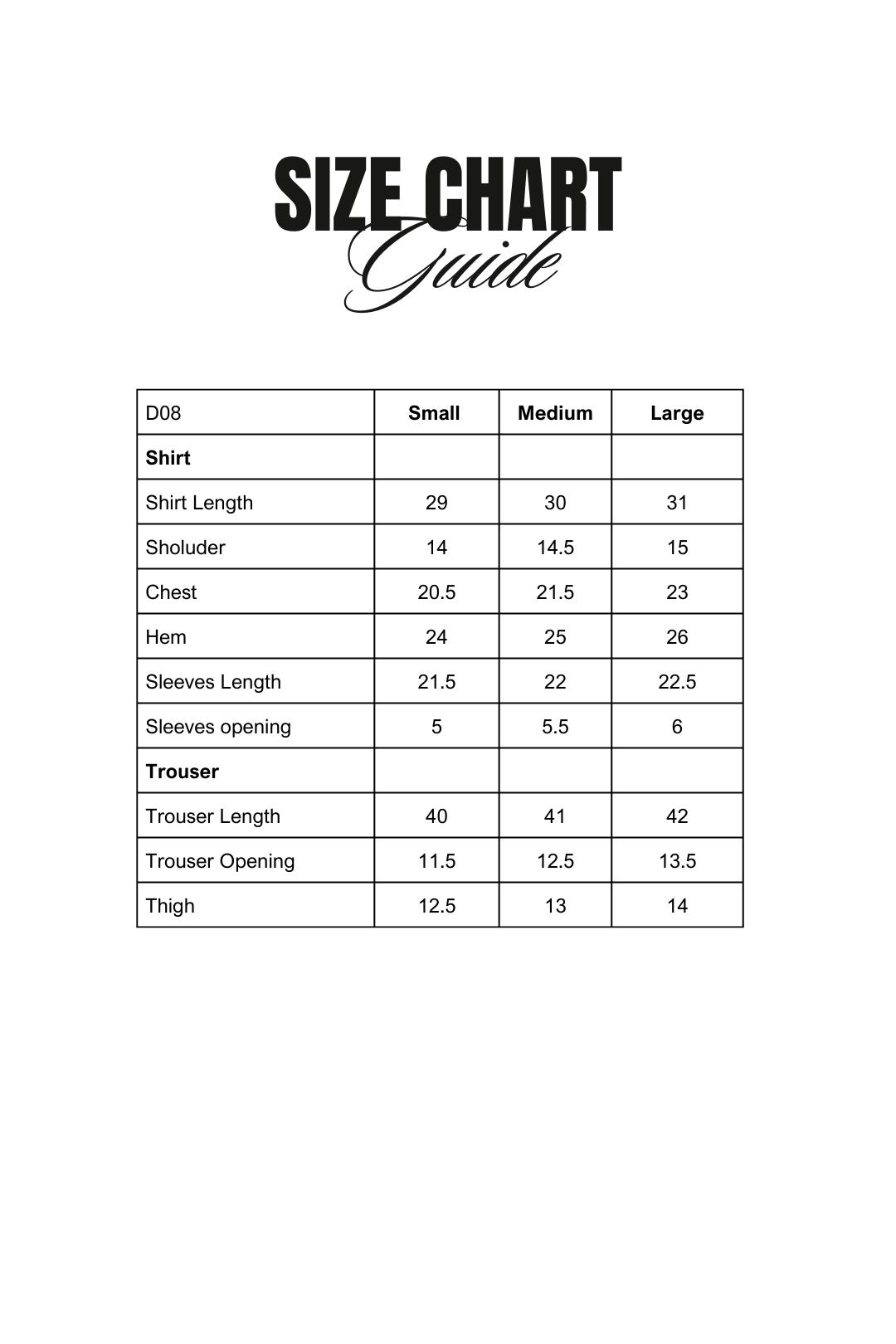 Size Chart