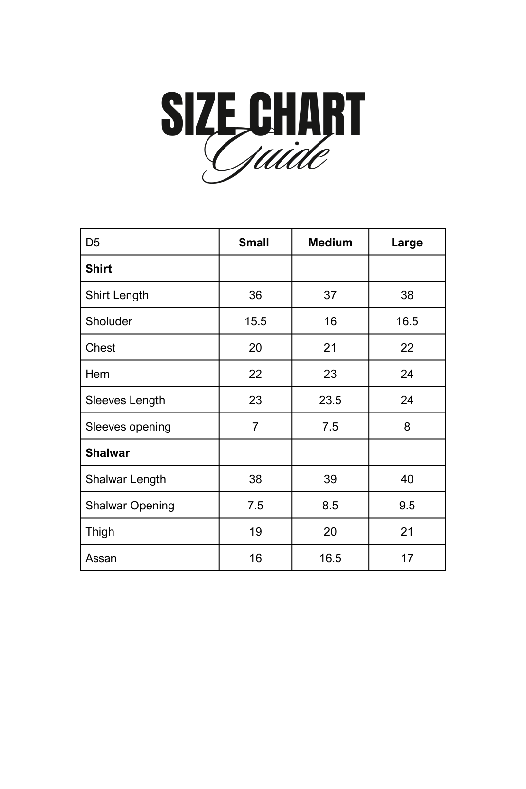 Size Chart