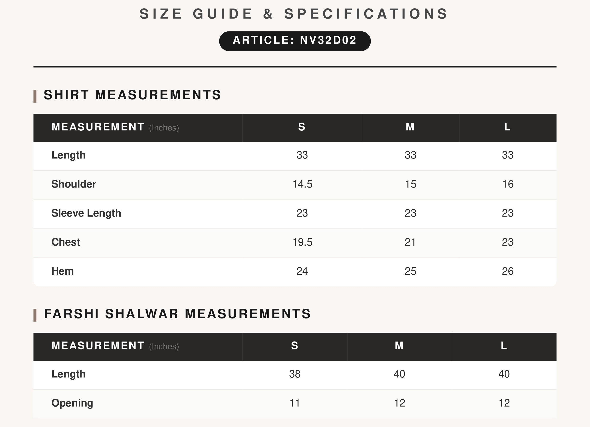 Size Chart