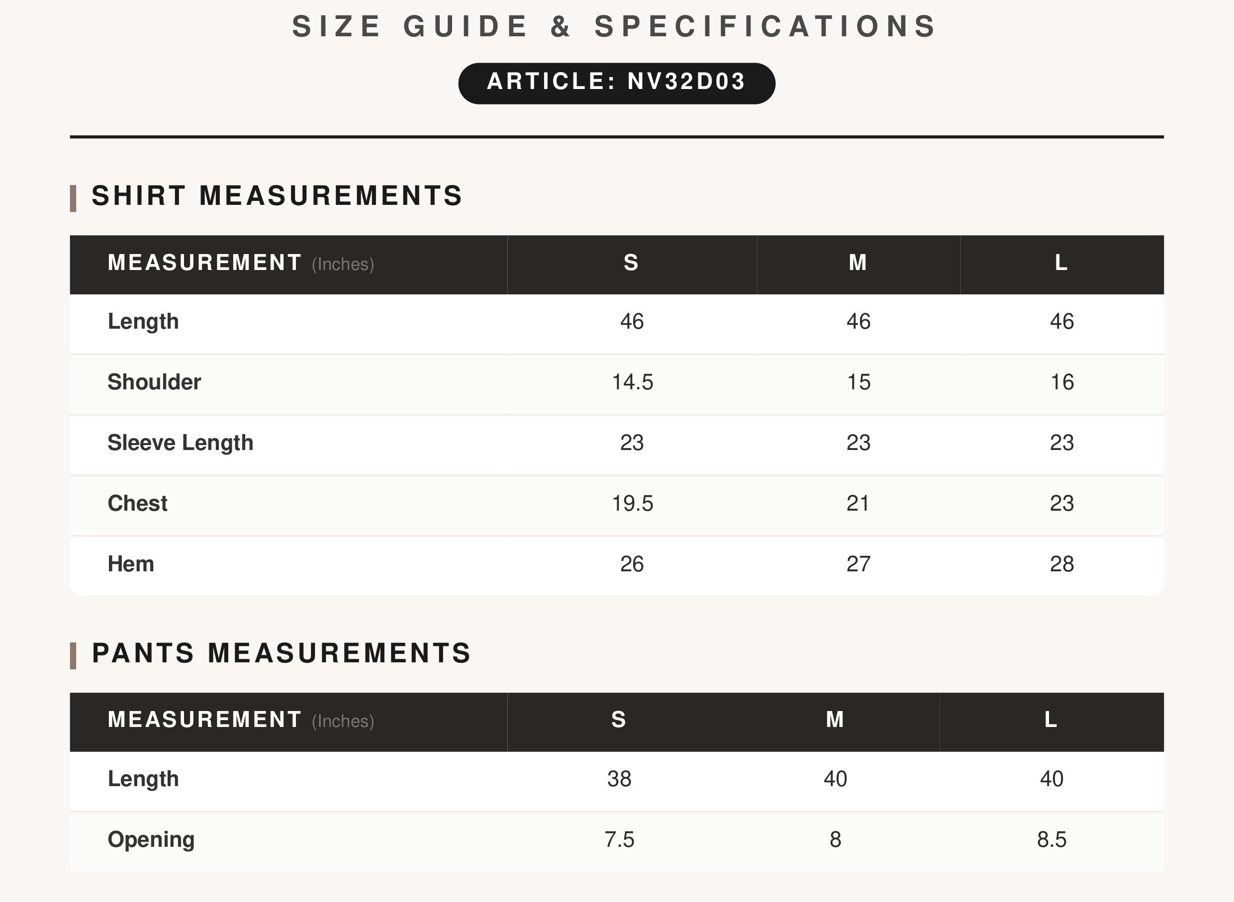 Size Chart