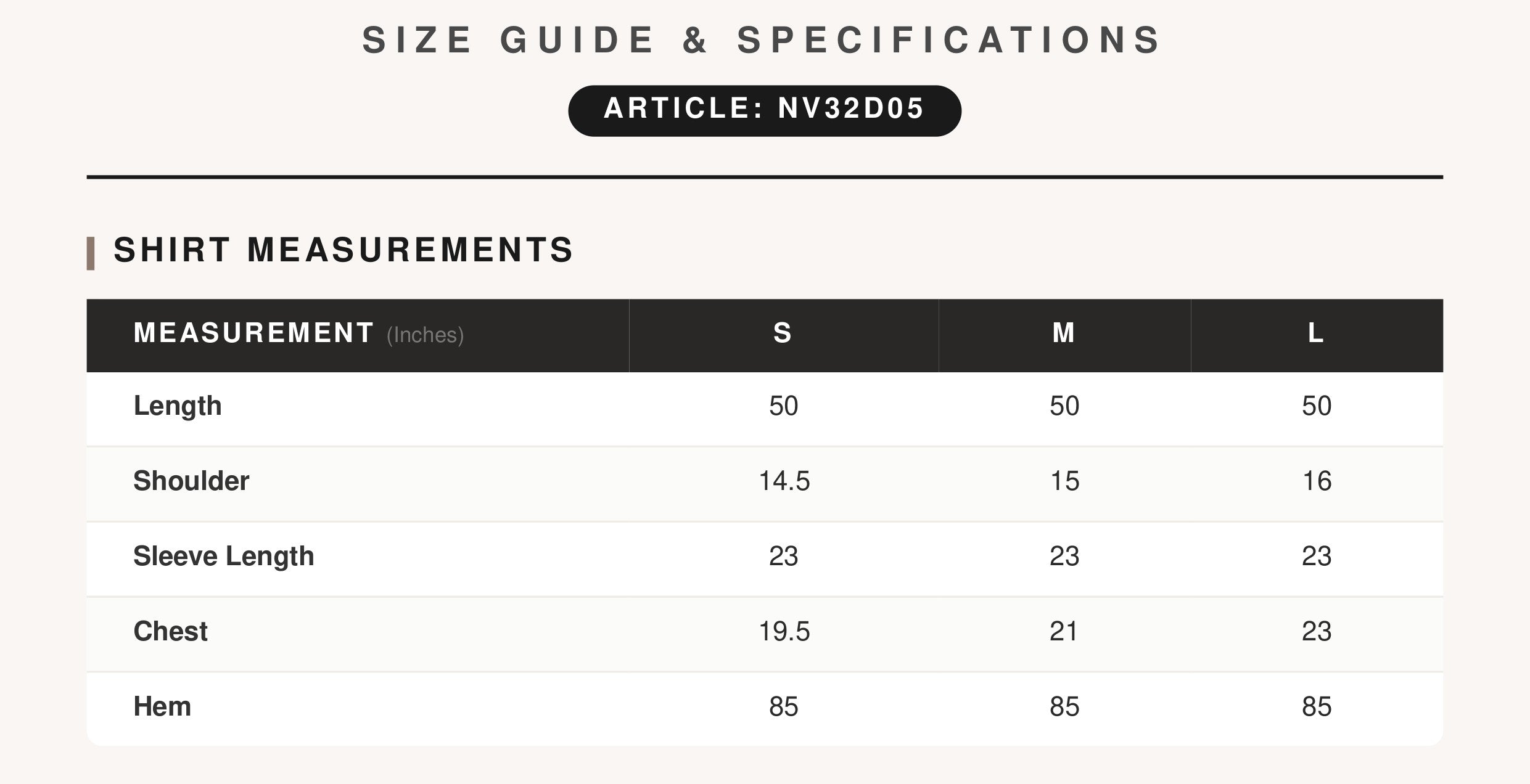 Size Chart