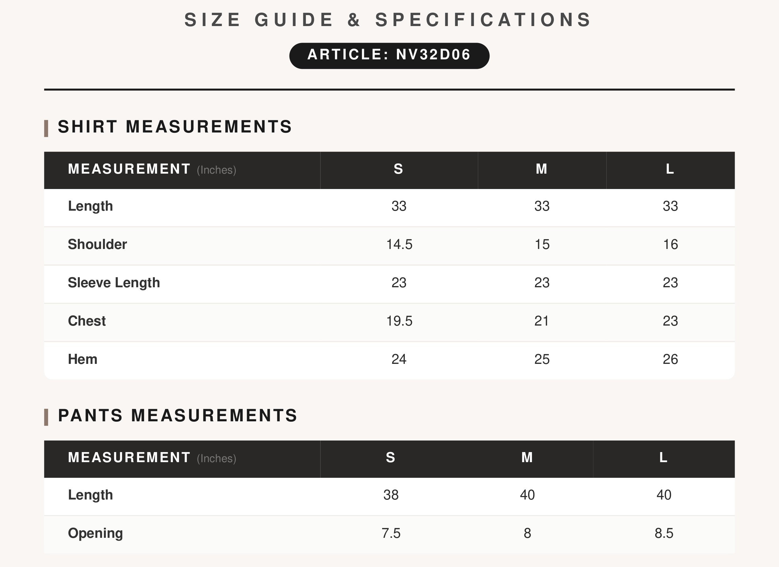 Size Chart